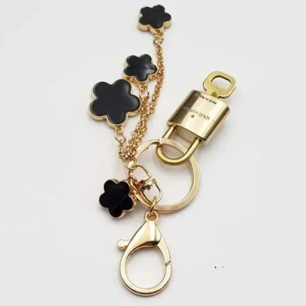 Authentic Louis Vuitton Gold Lock 🔒 Keychain Bag Unbranded Flower Charm LV